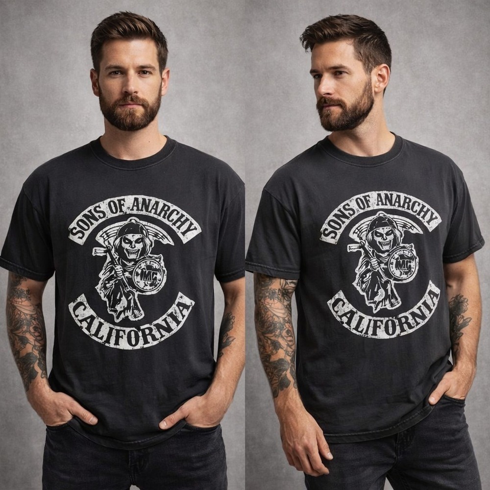 Sons of Anarchy Reaper SAMCRO T-Shirt Mens XL Black Graphic Tee Biker Motorcycle